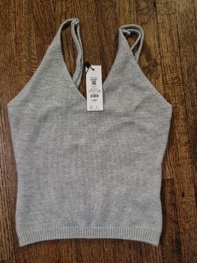 Garage Light Gray Knit V-Neck Tank Camisole
